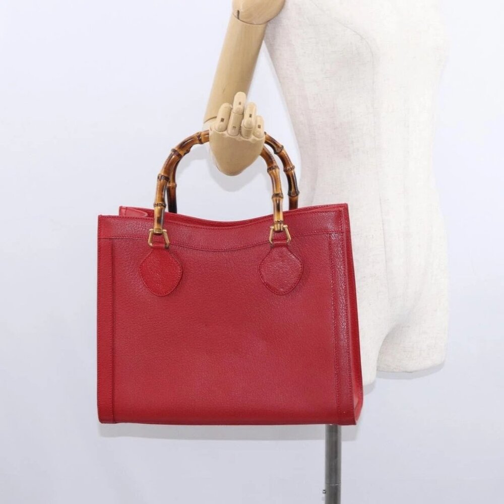 GUCCI Bamboo Hand Bag Leather Red Gold 002 0260 2615 Auth ep12137 - Picture 14 of 16